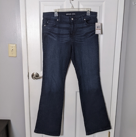 NWT Michael Kors Midnight‎ Wash Bootcut Jeans Women's Size 12 - Picture 1 of 8